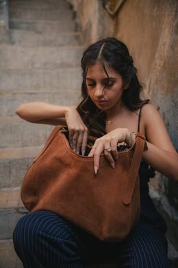 Detail of an Ardori leather clutch